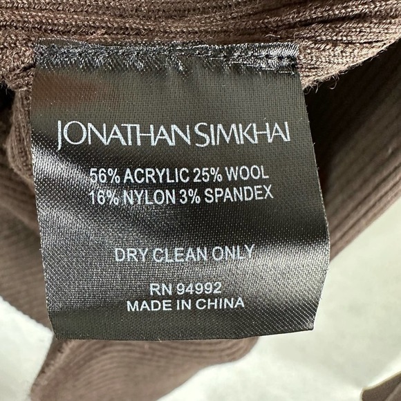 Jonathan Simkhai Leah Ribbed Cable Knit Wool Blend Sweater Chocolate - Picture 8 of 14